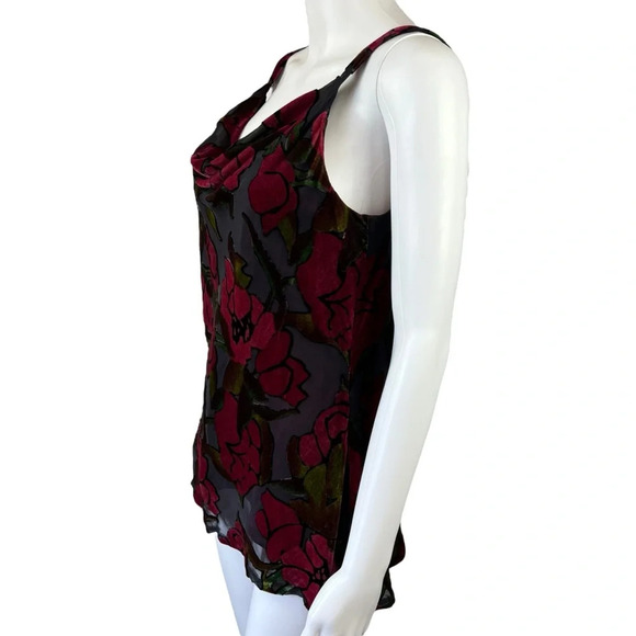 Vintage Bob Mackie Silk Blend Velour Floral Cowl Neck Top - Picture 4 of 10